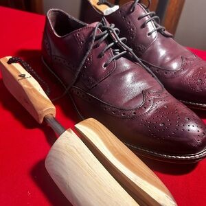 Size 10 , Joseph annoys , burgundy Oxford shoes with stretchers, gently used